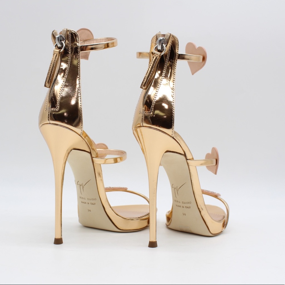 Authentic Giuseppe Zanotti Metallic Heart Sandals - Picture 2 of 7